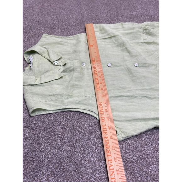 J.Jill Women Love Linen Peplum Back Tunic top sz large Button Up Pintuck Pleated - Picture 7 of 12